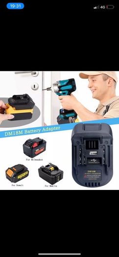 Adapter Converter DM18M Battery Adapter for DEWALT DCB200 DCB205 20V Lithium to MAKITA BL1830