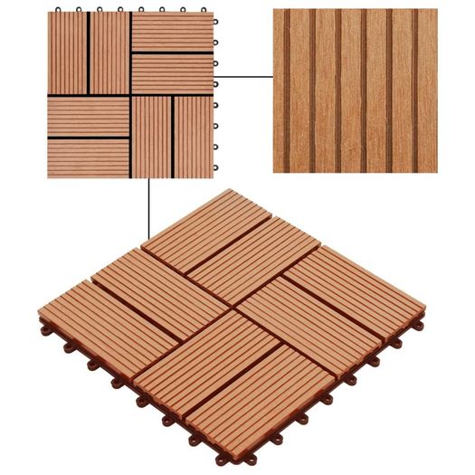 22 pcs Decking Tiles 30x30 cm 2 sqm WPC Teak Colour