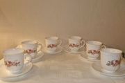 1960's 12 piece Arcopal milk glass cups and saucers set