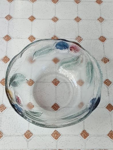 Vintage French Large Glass Salad Bowl