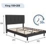 King Bed Frame, Black, Upholstered Wooden Slat Bed Frame with Headboard Image 7