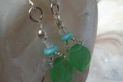 Green leaf earrings,Handmade earrings,Drop earrings,Gift