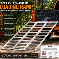 Heavy-Duty Aluminium Loading Ramp  Triple-Fold Design  700 kg Capacity