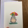 Anime handmade watercolour card Image 4