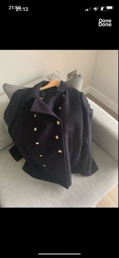 Zara navy wool military coat