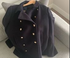 Navy Wool Coat With Gold Buttons