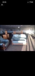 2 seater + 1+ 1 green leather sofa