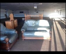 2 seater + 1+ 1 green leather sofa