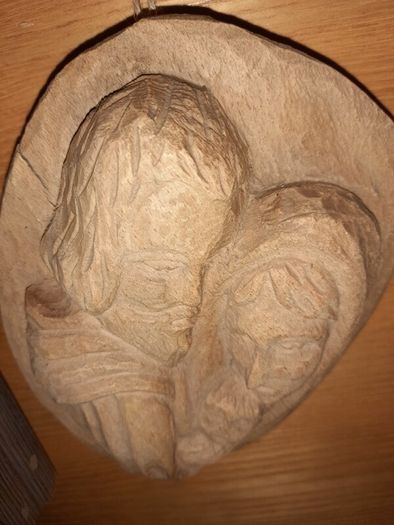Primitive Holy Family Timber Carving