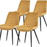 Set of 4 Sage Velvet Dining Chairs with Backrest Black Steel Frame Image 2