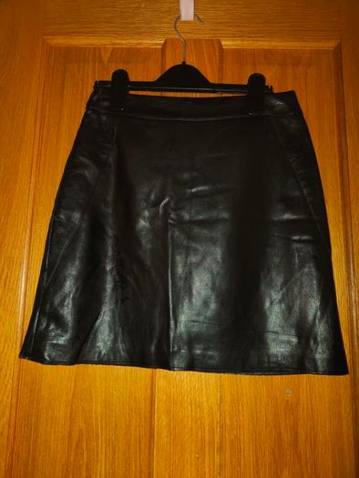 black leather river island skirt