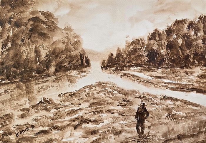 meeting of the waters watercolour