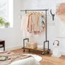 _Coat Rack on Wheels with Clothes Rail Extendible Hallway Coat Rack with Shelf and Wheels Industrial Design Vintage Brown/Black Image 3