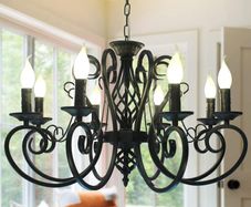 8-Light Vintage Black French Country Chandelier: