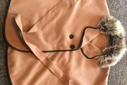 Brown cape coat with fur collar
