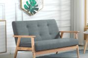 2 Seater Sofa with Armrests and Wood Legs