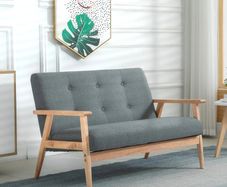2 Seater Sofa with Armrests and Wood Legs