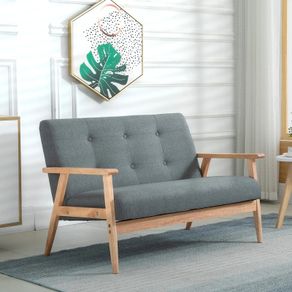 2 Seater Sofa with Armrests and Wood Legs