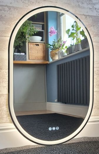 LED Bathroom Mirror Oval 60x90cm Bluetooth Speakers Antiifog Demister