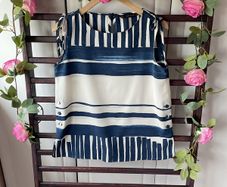 top Zara size small striped sleeveless top blue & cream
