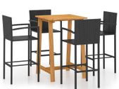 5 Piece Garden Bar Set Black