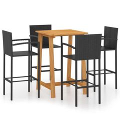 5 Piece Garden Bar Set Black
