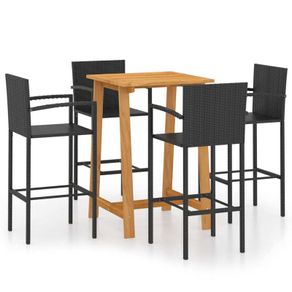 5 Piece Garden Bar Set Black