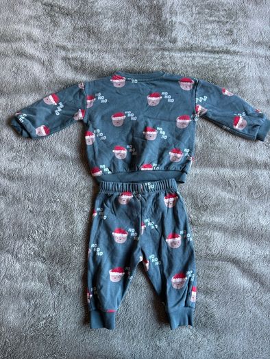 M&S 2pc Cotton Rich Santa Bear Sweat Outfit 9-12 months