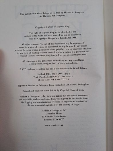 1st ed Stephen King Holly