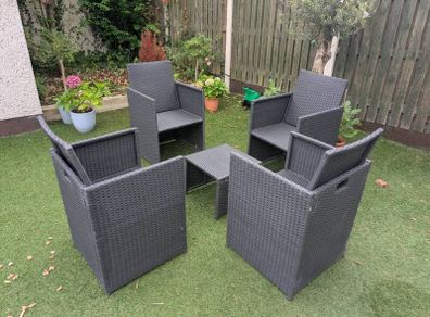 4 Rattan Chairs with Stool (Outdoor)