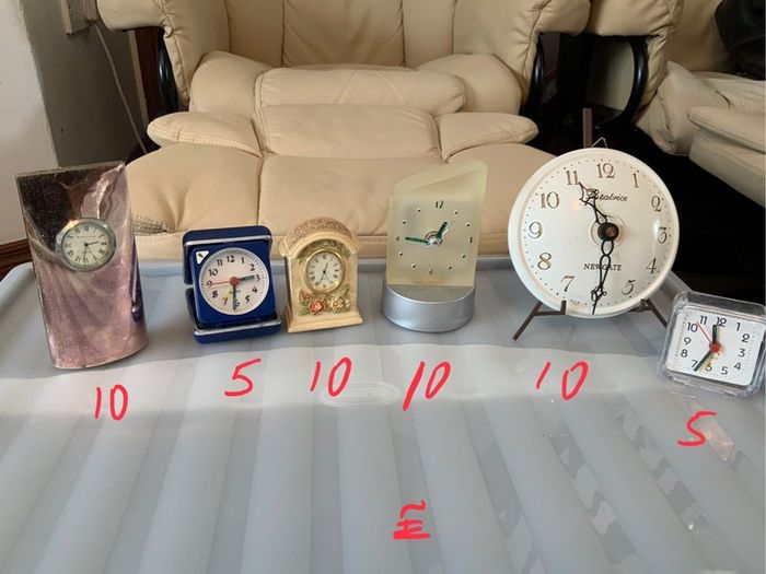 Clock, figures, Display Cabinet