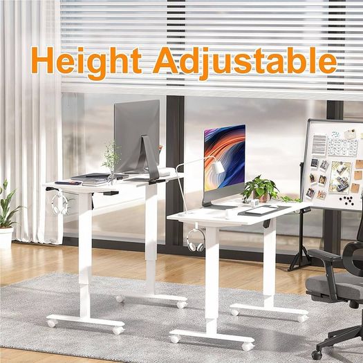 NEW SALE | Height Adjustable Electric Standing Desk - 100x60 cm Stand Up Table Desk Thick Splice Board, Smart Control Panel 3 Memory Heights