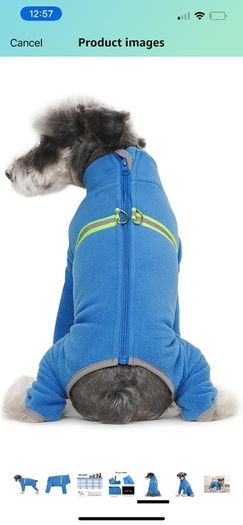 Bear Small Dogs Winter Clothes,Dog Winter Warm Coat Soft Fleece with Reflective Zip Dog Onesie Jumpsuit, Puppy Pet Pajamas Costume Apparel (Blue, L)