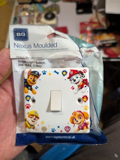 Kids Paw Patrol Light Switch - Full Colour UV Printed - New