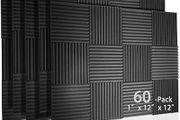 60 Pack Acoustic Panel Polyurethane Foam Sound Proof Acoustic Treatment Room Kit for Absorbing Sound on Walls, 1" X 12" X 12" Sound-proof Material for Home Studio Ceiling