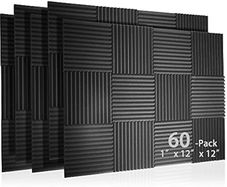 60 Pack Acoustic Panel Polyurethane Foam Sound Proof Acoustic Treatment Room Kit for Absorbing Sound on Walls, 1" X 12" X 12" Sound-proof Material for Home Studio Ceiling