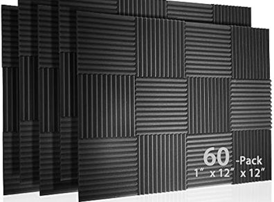 60 Pack Acoustic Panel Polyurethane Foam Sound Proof Acoustic Treatment Room Kit for Absorbing Sound on Walls, 1" X 12" X 12" Sound-proof Material for Home Studio Ceiling