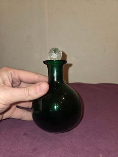 Vintage Green Glass Perfume Bottle