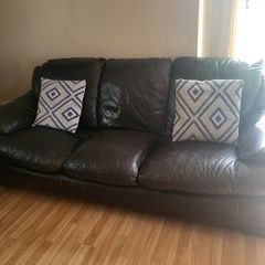 3 & 2 seater black leather sofas.