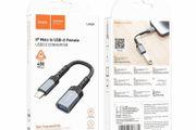 Hoco UA24 Braided iP Male to USB Female 2.0 Converter Metal Grey