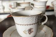 Retro porcelain Tea cup saucer and side plate, Thun Natalie