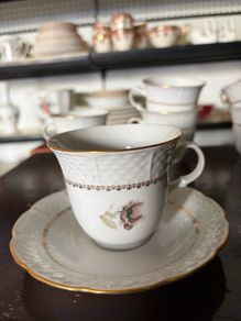 Retro porcelain Tea cup saucer and side plate, Thun Natalie