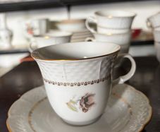 Retro porcelain Tea cup saucer and side plate, Thun Natalie