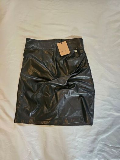 Twinset Milano Black Faux Leather Skirt