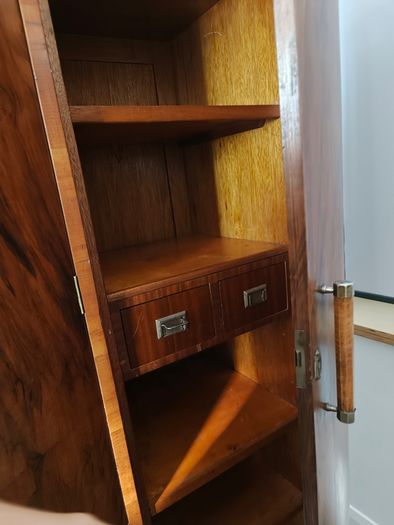 Matching Pair of Original Art Deco Walnut Wardrobes 1930s