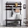 Coat Rack with Shoe Bench Industrial Hall Tree for Entryway, Wood and Metal Hallway Storage Shelf Organizer, Accent Furniture with Metal Frame Image 2