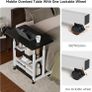 Adjustable Height Computer Desk with Wheels, C Shaped Laptop Table with 2 Shelves, Overbed Table for Bedroom, Sofa, Home Office, Living Room 60x37x60-90cm, Black Image 4