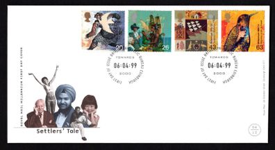 1999 Great Britain Millennium Projects The Settler' Tale Commemorative Stamps Royal Mail Addressed First Day Cover (FDC)