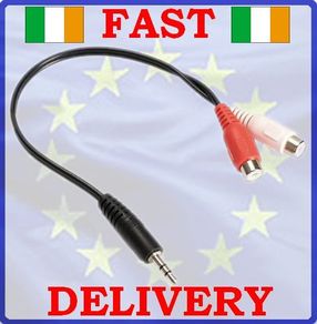 New 3.5mm Jack Male To 2 RCA Female Stereo Audio Cable Converter Adapter #332