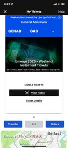 Emerge weekend ticket Belfast